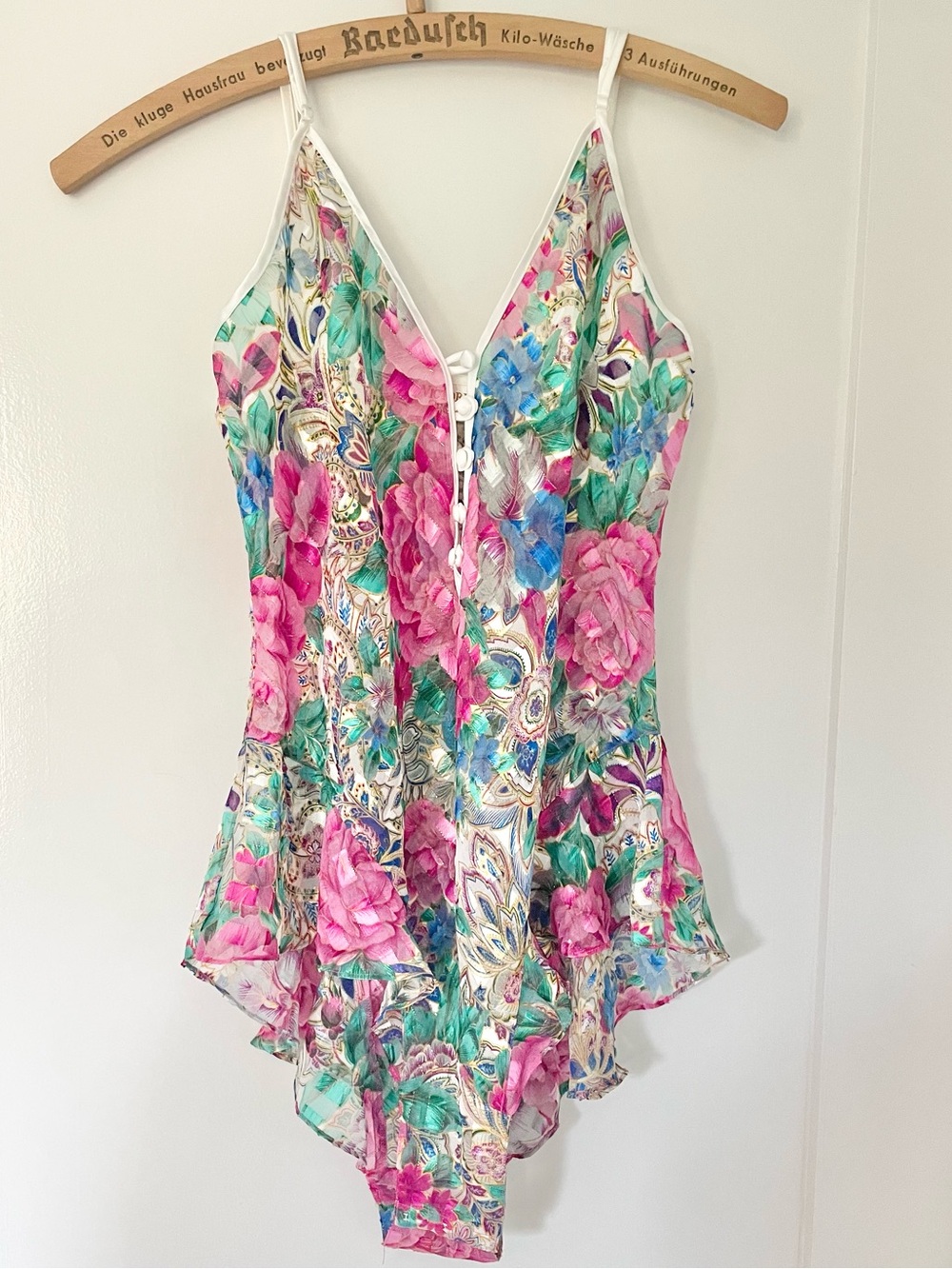 Vintage 90’s Victoria’s Secret Floral Metallic Sheer Teddy Romper